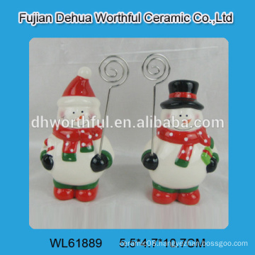 Attractive ceramic card holder in snowman shape for 2016 christmas